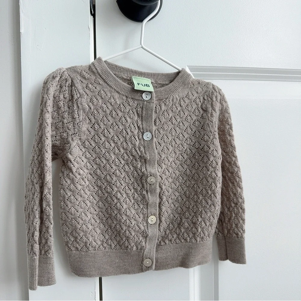 FUB Kids Beige Cardigan and Patterned Pants Set - Picture 4 of 4